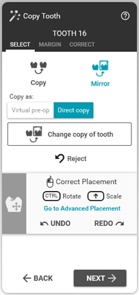 copy tooth select